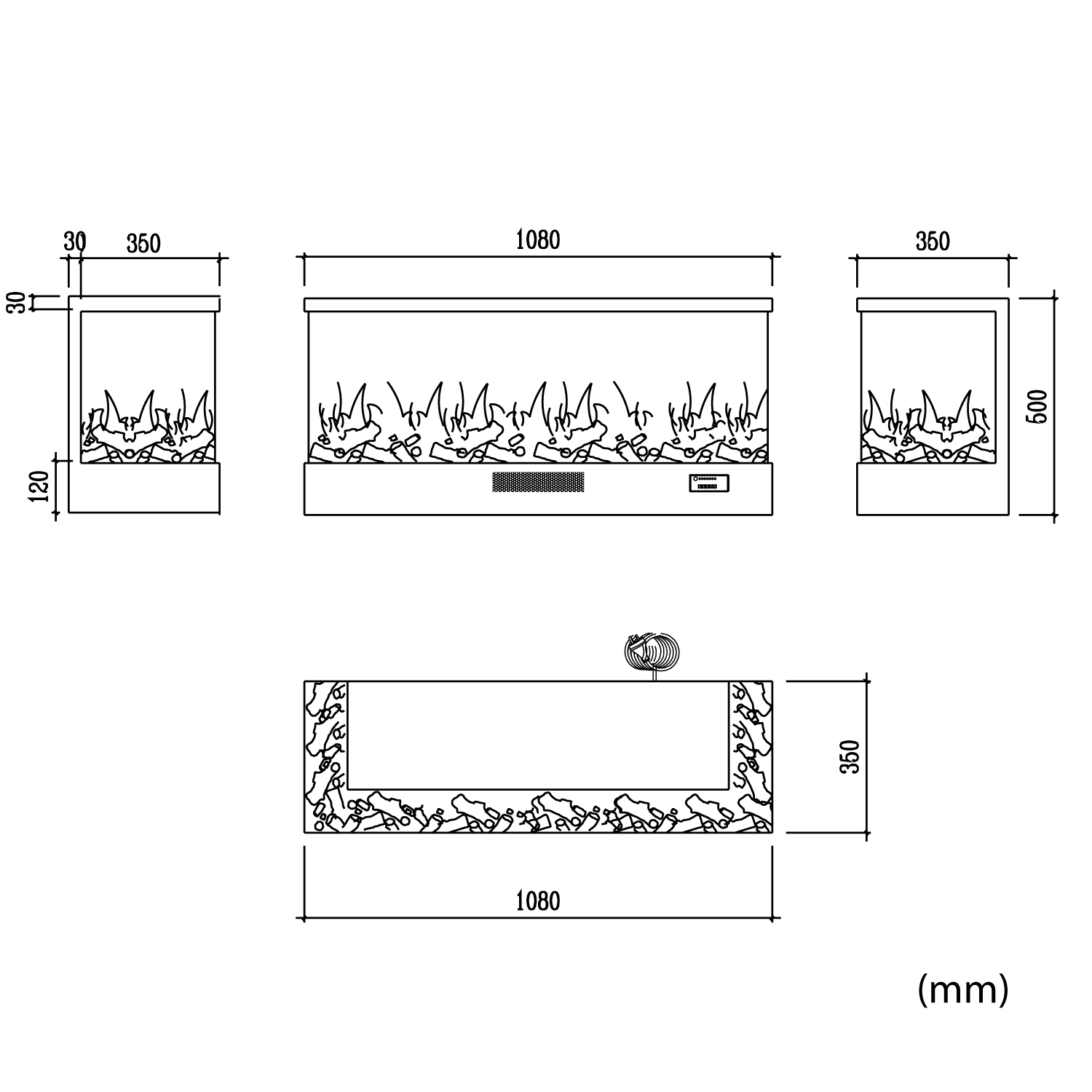 CAMINETTO-MERANO-108 - SINED | Douches de piscine | Chaises longues de jardin | Cheminées électriques | Radiateurs infrarouges