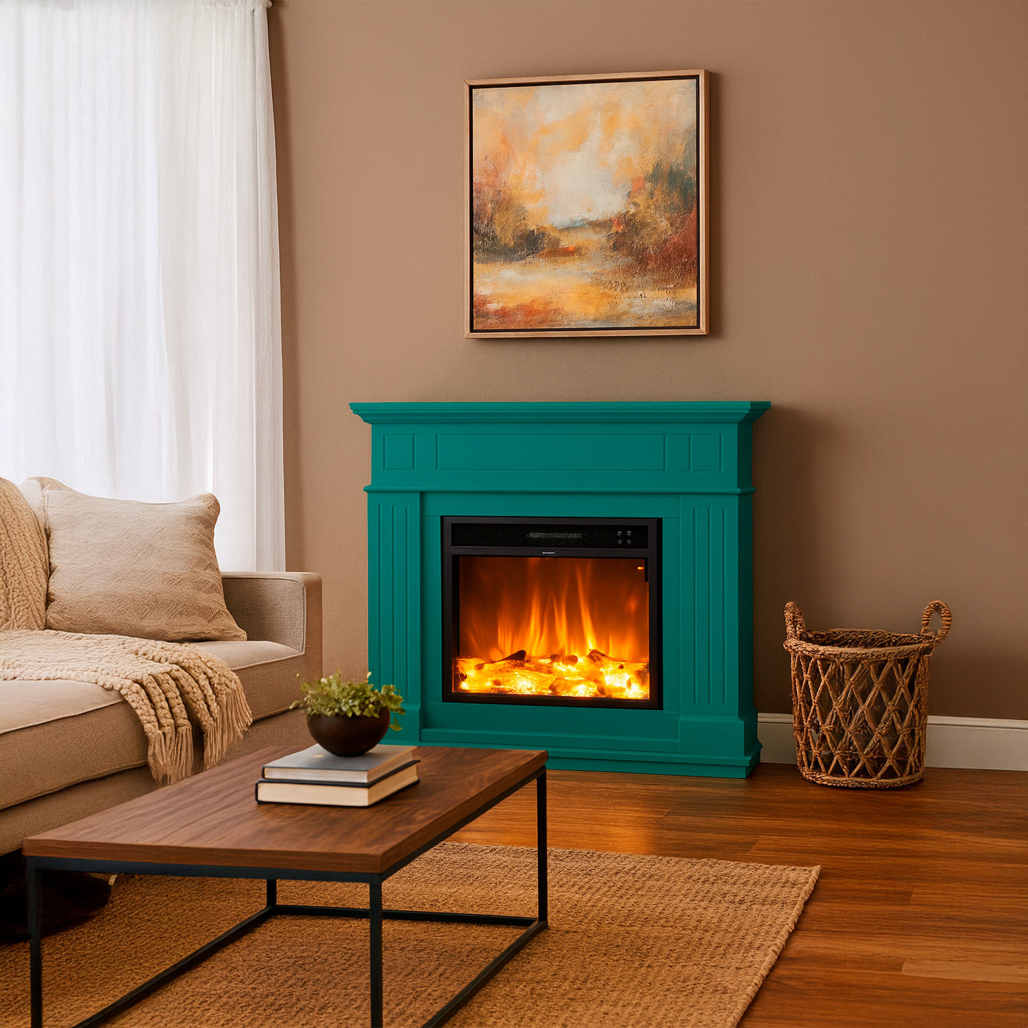 CAMINO-PIENZA-TURCHESE-6 - SINED | Douches de piscine | Chaises longues de jardin | Cheminées électriques | Radiateurs infrarouges